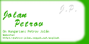 jolan petrov business card